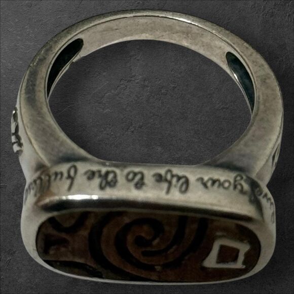 Silpada Carved Wood "Live Your Life To The Fullest" Size 8.25 Ring R2023 - Picture 5 of 5